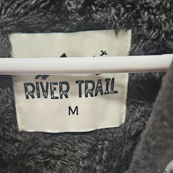 NWT Mens River Trail Black/White Plaid Fleece Lined Hoodie Jacket Medium MSRP$59 - Picture 3 of 5